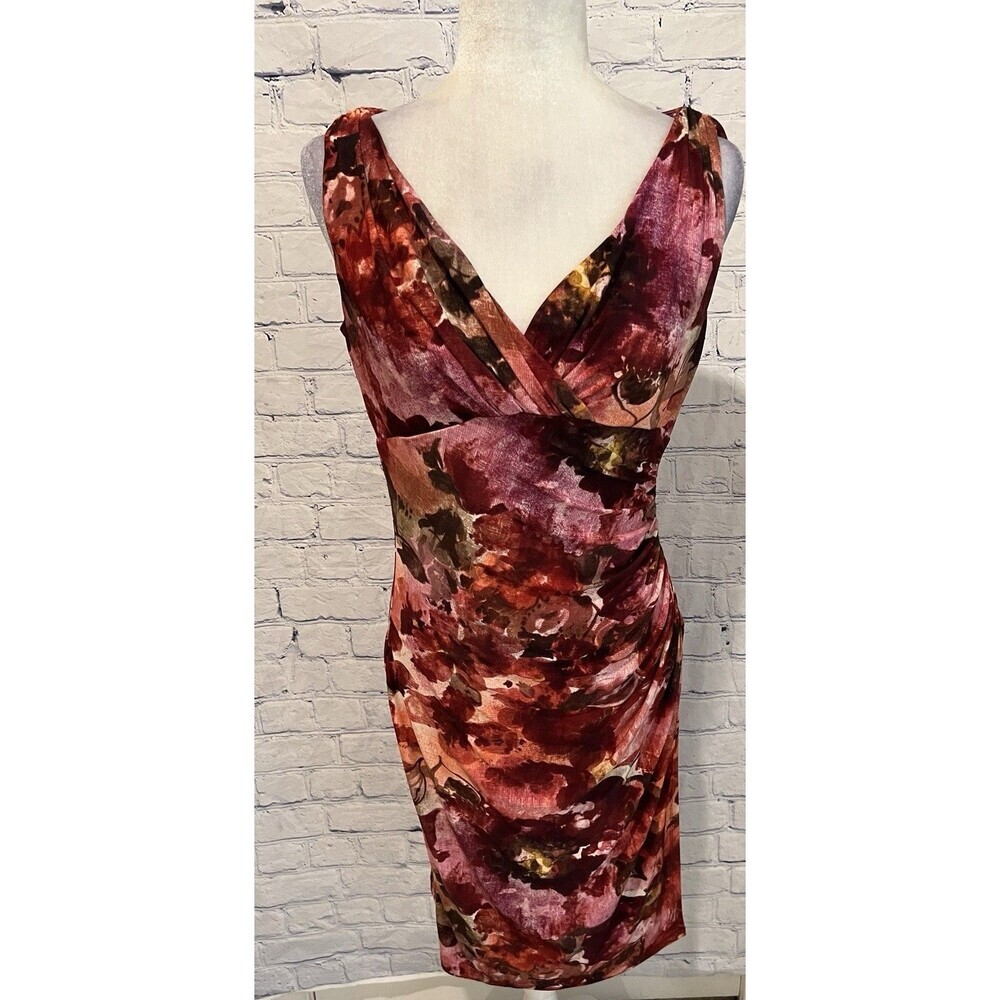 NWT LAUREN Ralph Lauren Multicolored Floral Sheath Sleeveless Midi Dress Size 10